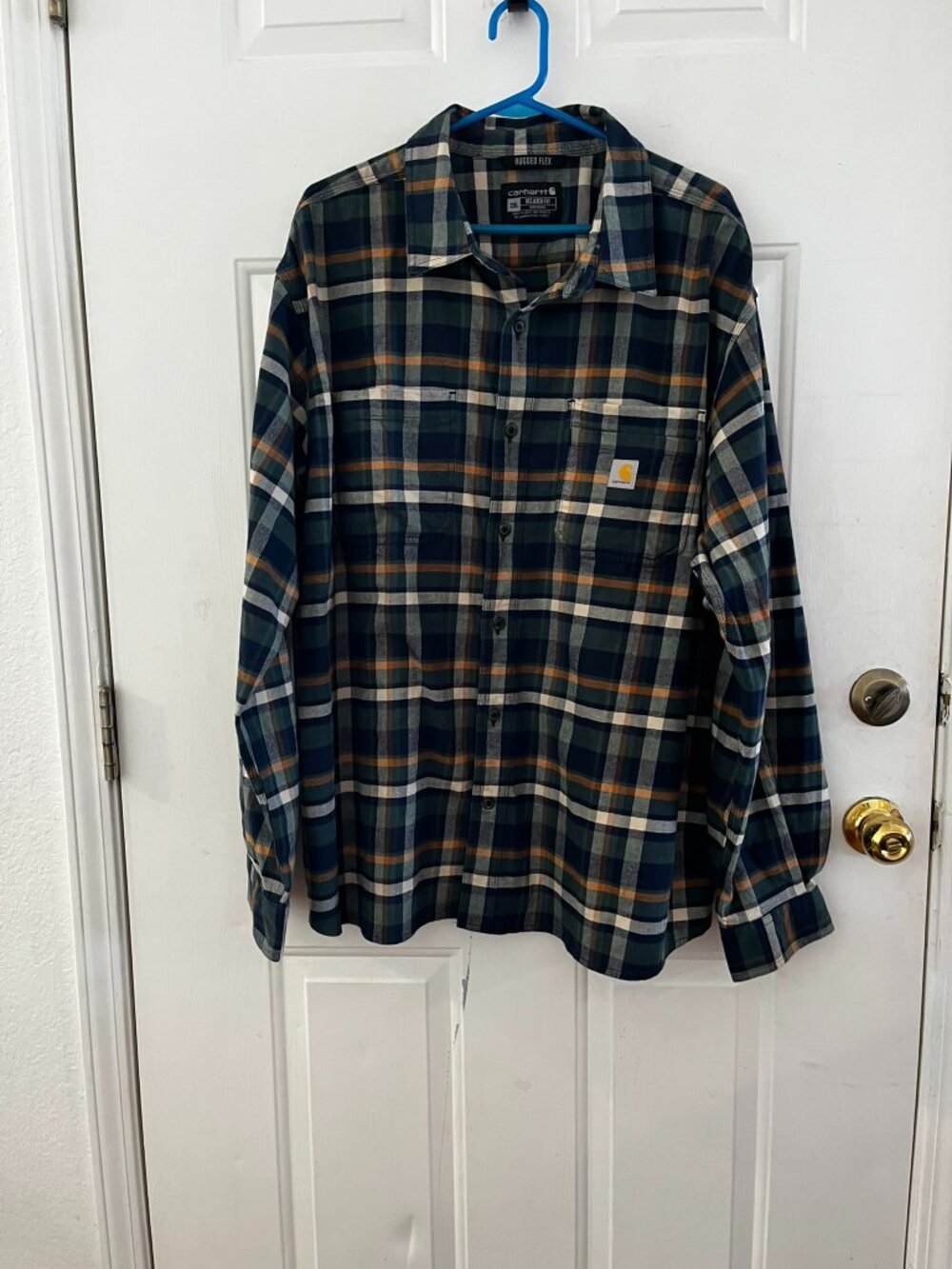 Carhartt Men's Rugged Flex Relaxed Fit Navy Flannel Shirt Sz 2XL
